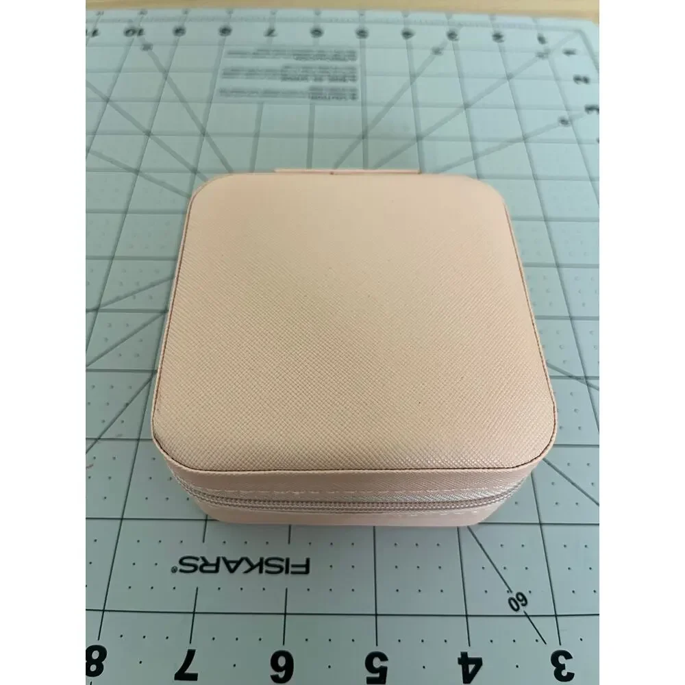 Small Pink Travel Jewelry Case Organizer Zip Storage Box Ring Earring Holder